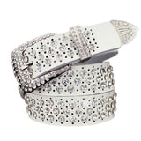 White Rhinestone Fashion All-Match Belt