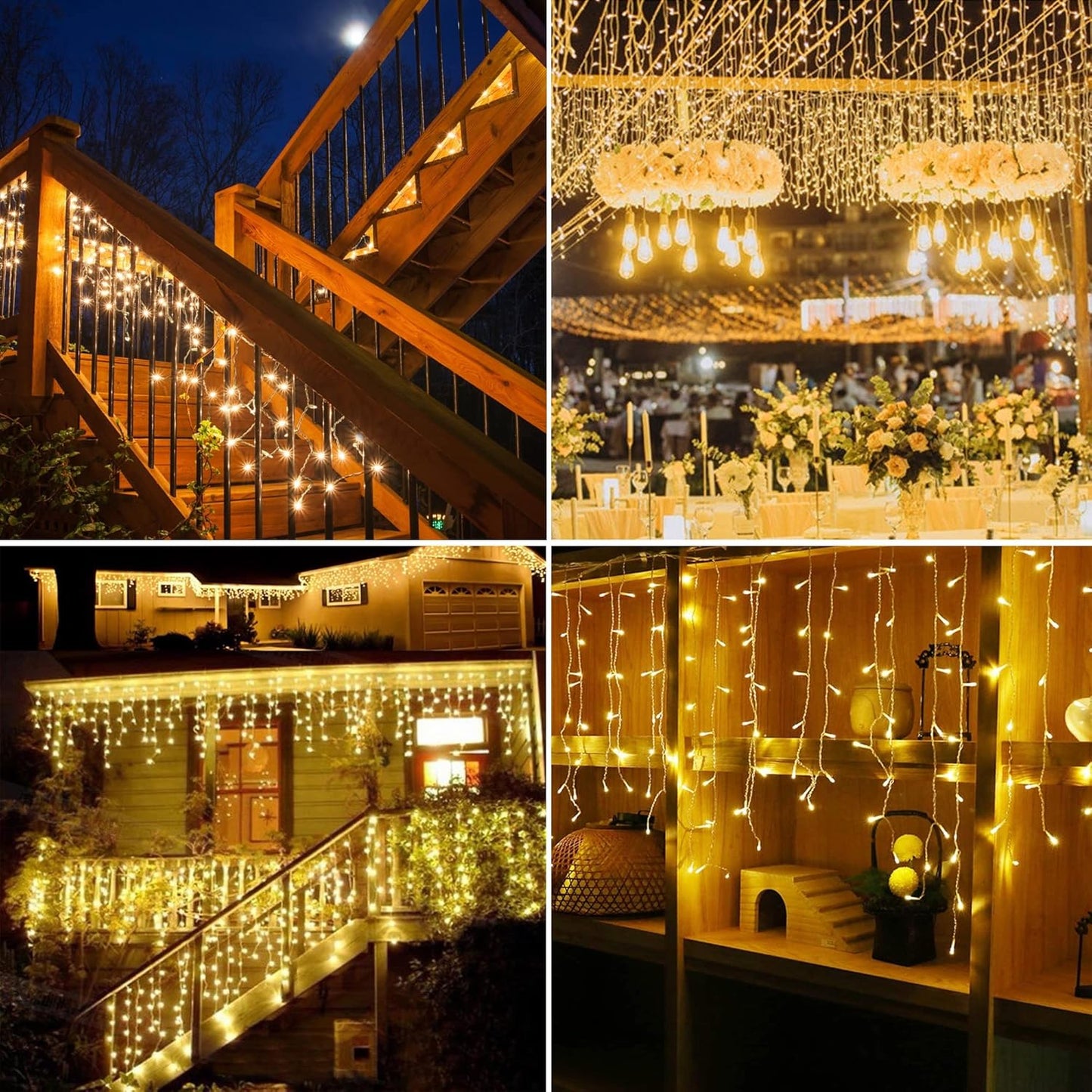 Transform Your Space with 400 LED Warm White Outdoor Curtain Lights - Perfect for Christmas, Parties, and More!