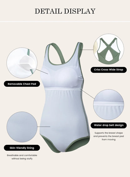 Women'S Removable Padded One Piece Swimwear Vacation Swimsuit Vintage Swim Suits Athletic Bathing Suit for Women