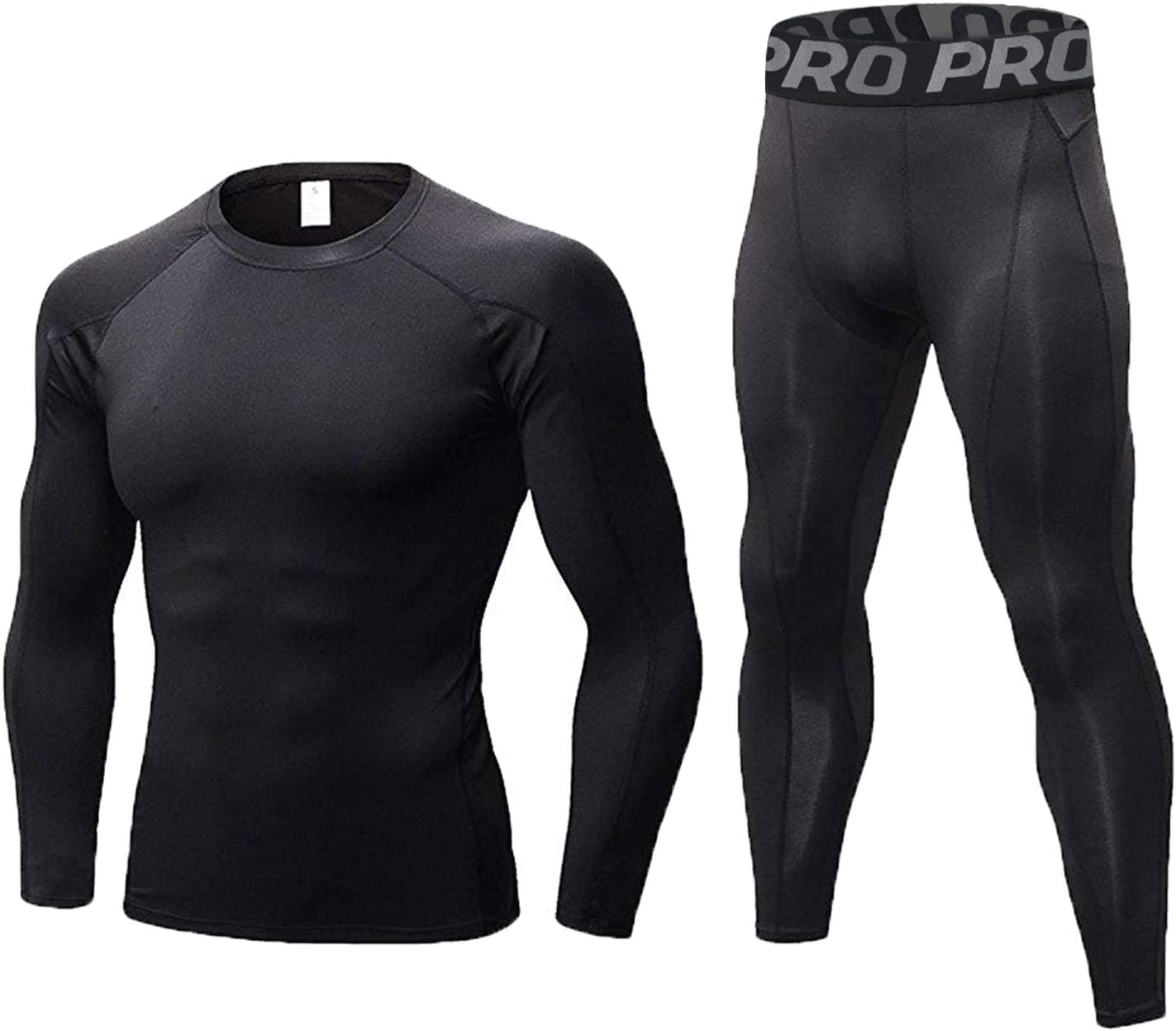 Elevate Your Workout with the Mens Winter Thermal Compression Set - Long Sleeve Top & Pants for Ultimate Comfort and Performance