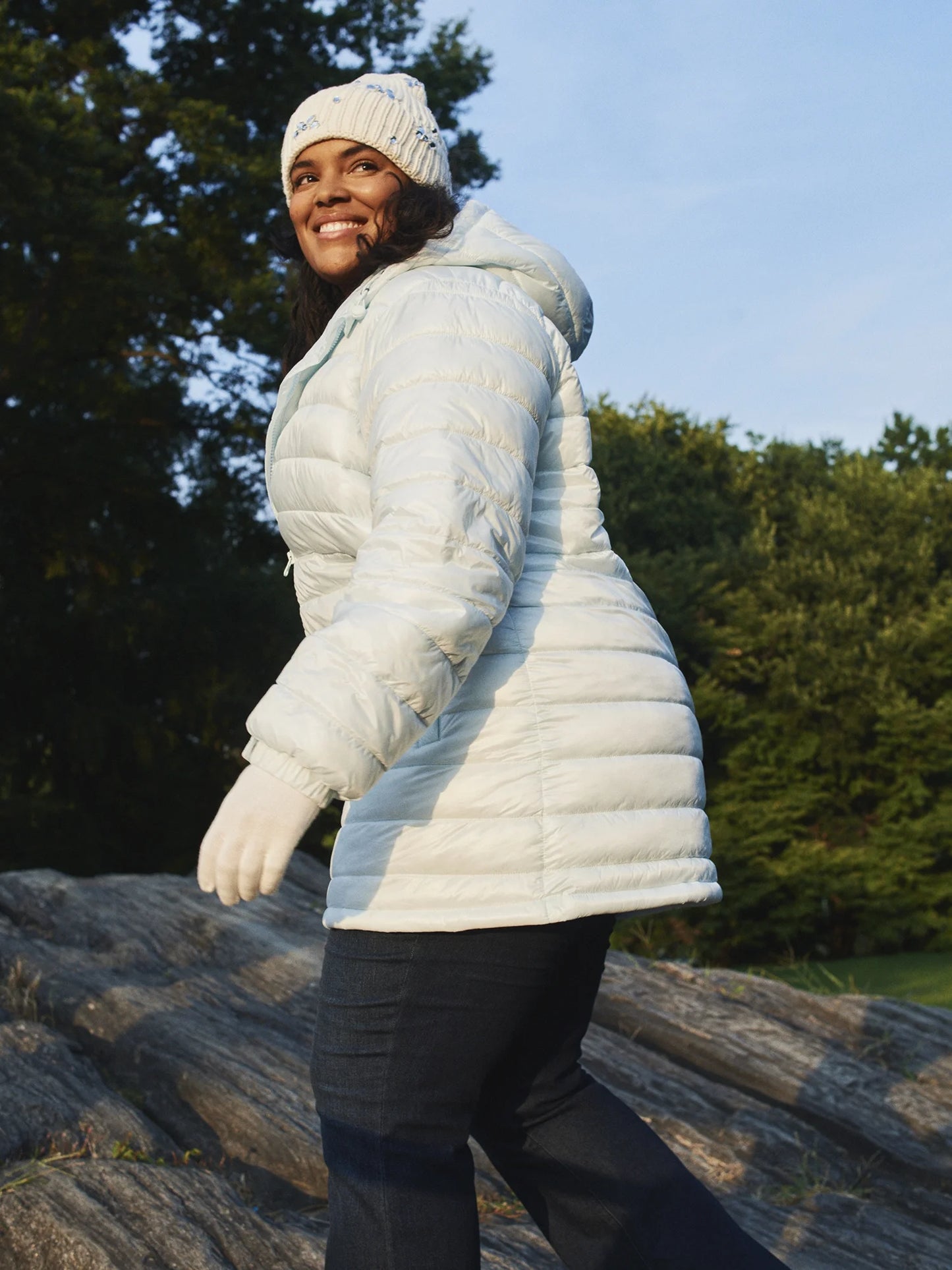 Women'S Hooded Mid Length Puffer Jacket, Sizes XS-3X