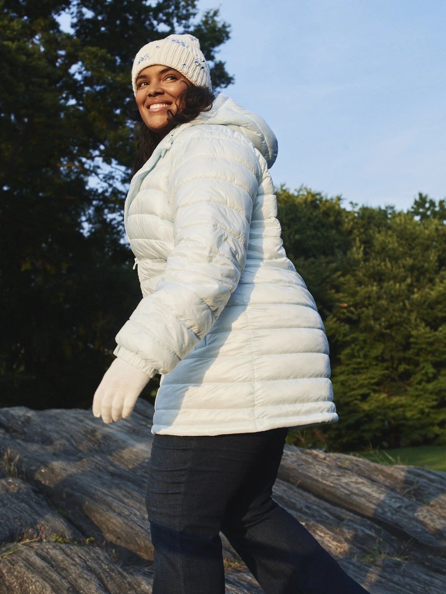 Women'S Hooded Mid Length Puffer Jacket, Sizes XS-3X