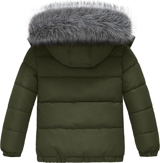 Boys' Winter Coat Waterproof Puffer Coat Warm Fleece Jacket