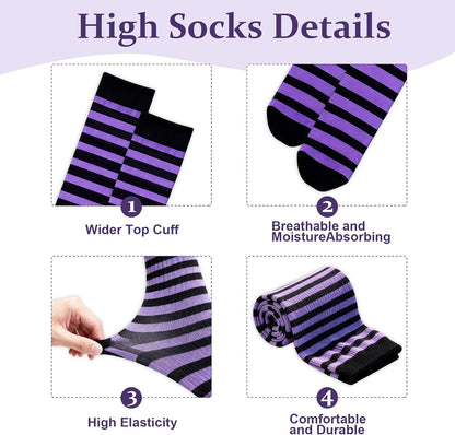 Vibrant Over Knee Rainbow Thigh High Socks and Arm Warmers Set – Perfect Cosplay Accessories for Girls