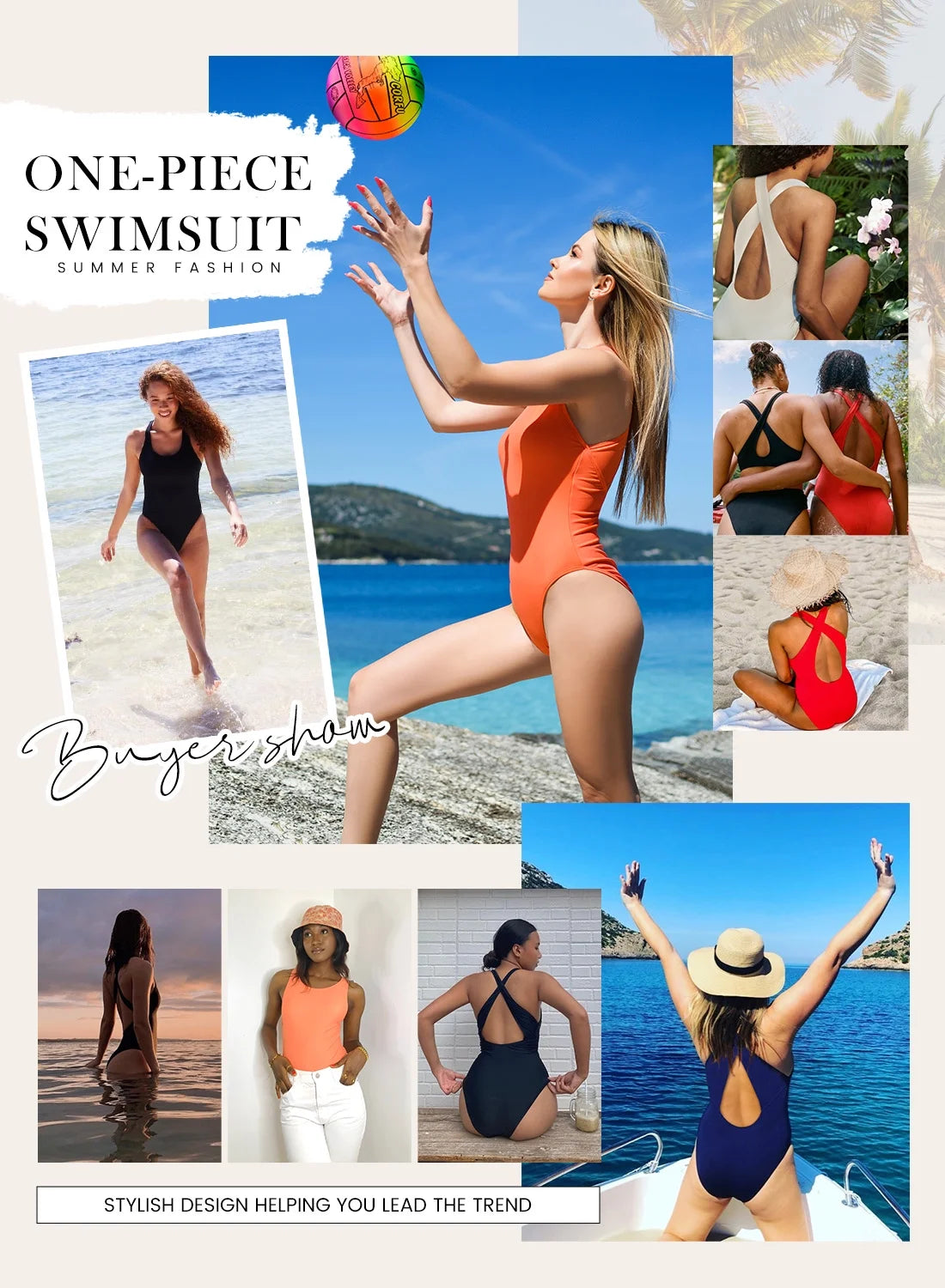 Women'S Removable Padded One Piece Swimwear Vacation Swimsuit Vintage Swim Suits Athletic Bathing Suit for Women