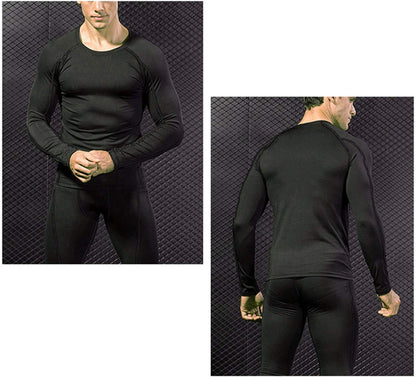 Elevate Your Workout with the Mens Winter Thermal Compression Set - Long Sleeve Top & Pants for Ultimate Comfort and Performance