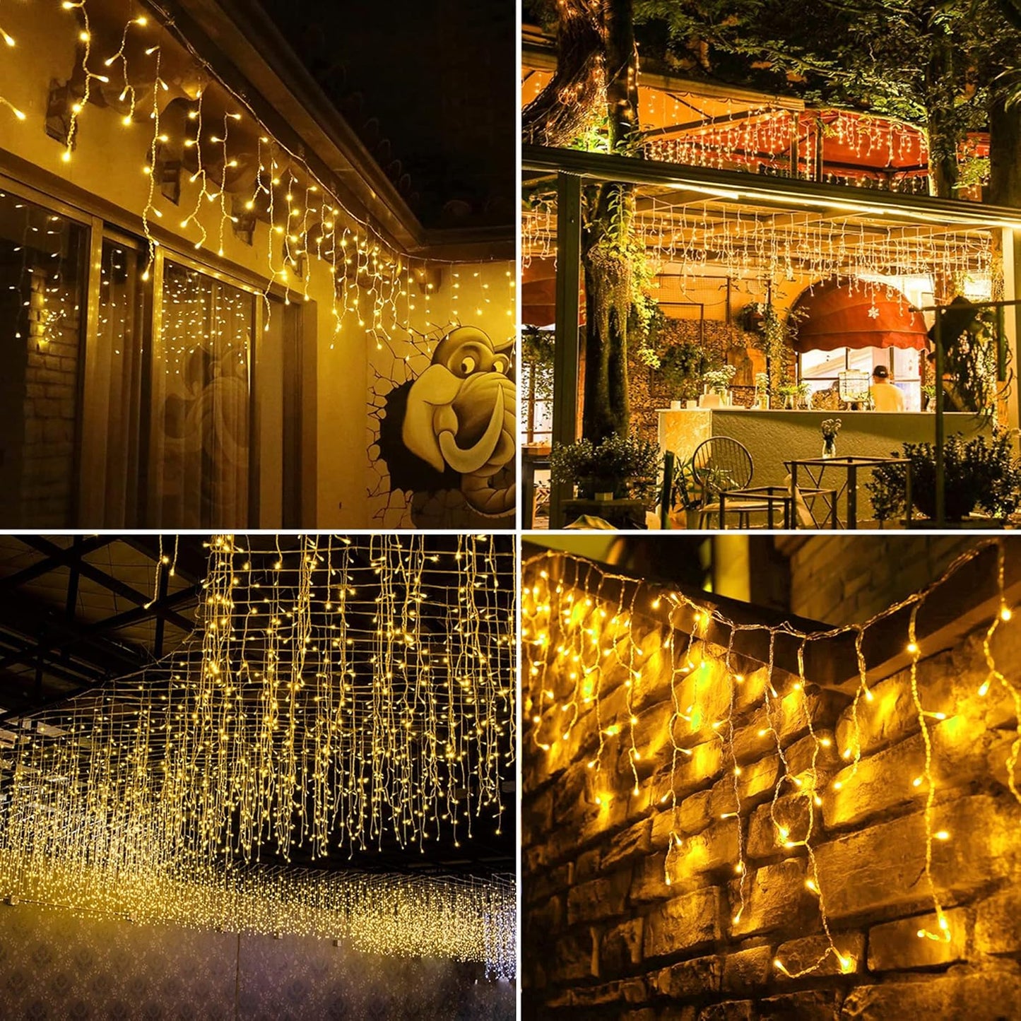 Transform Your Space with 400 LED Warm White Outdoor Curtain Lights - Perfect for Christmas, Parties, and More!