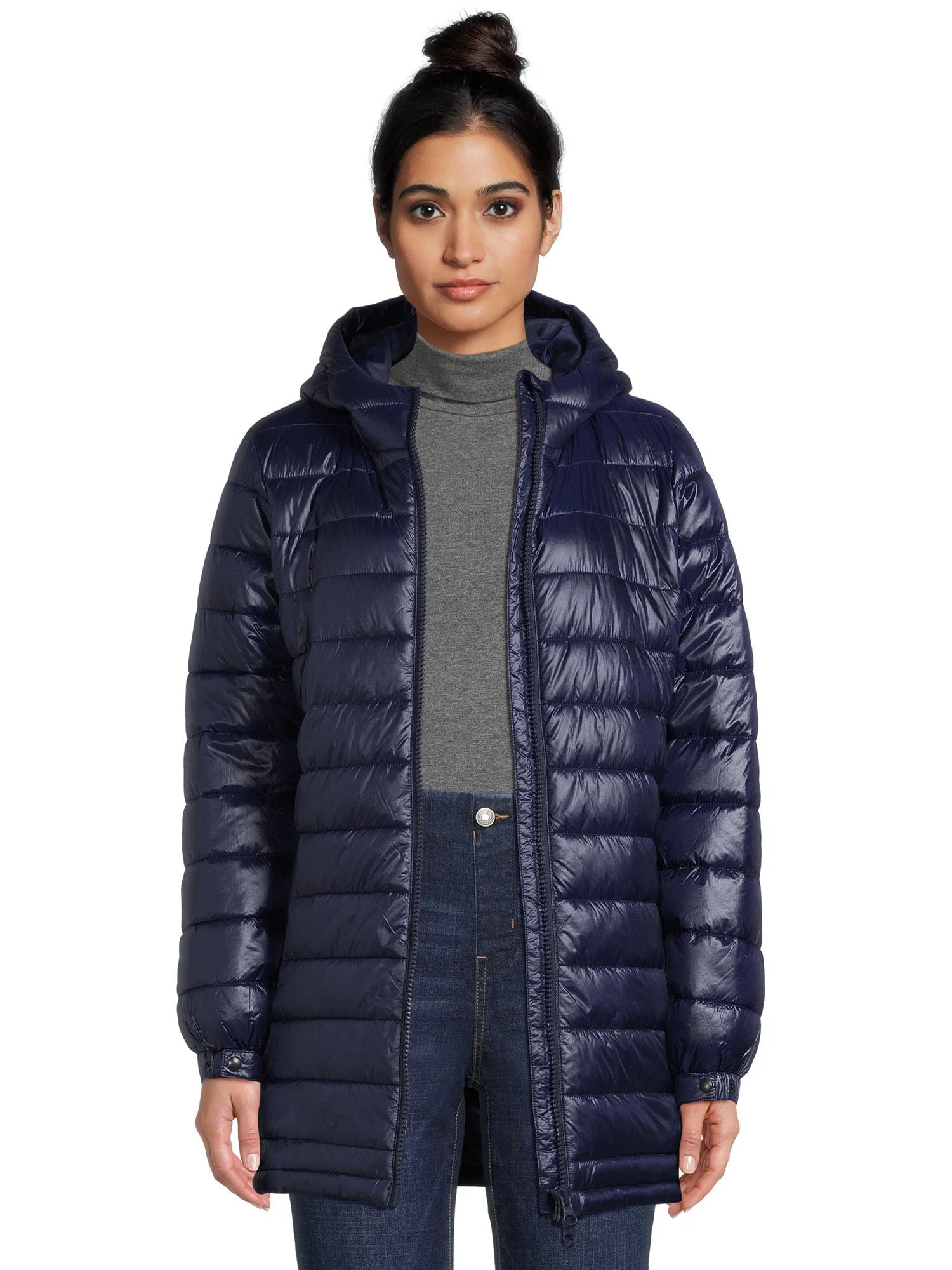 Women'S Hooded Mid Length Puffer Jacket, Sizes XS-3X