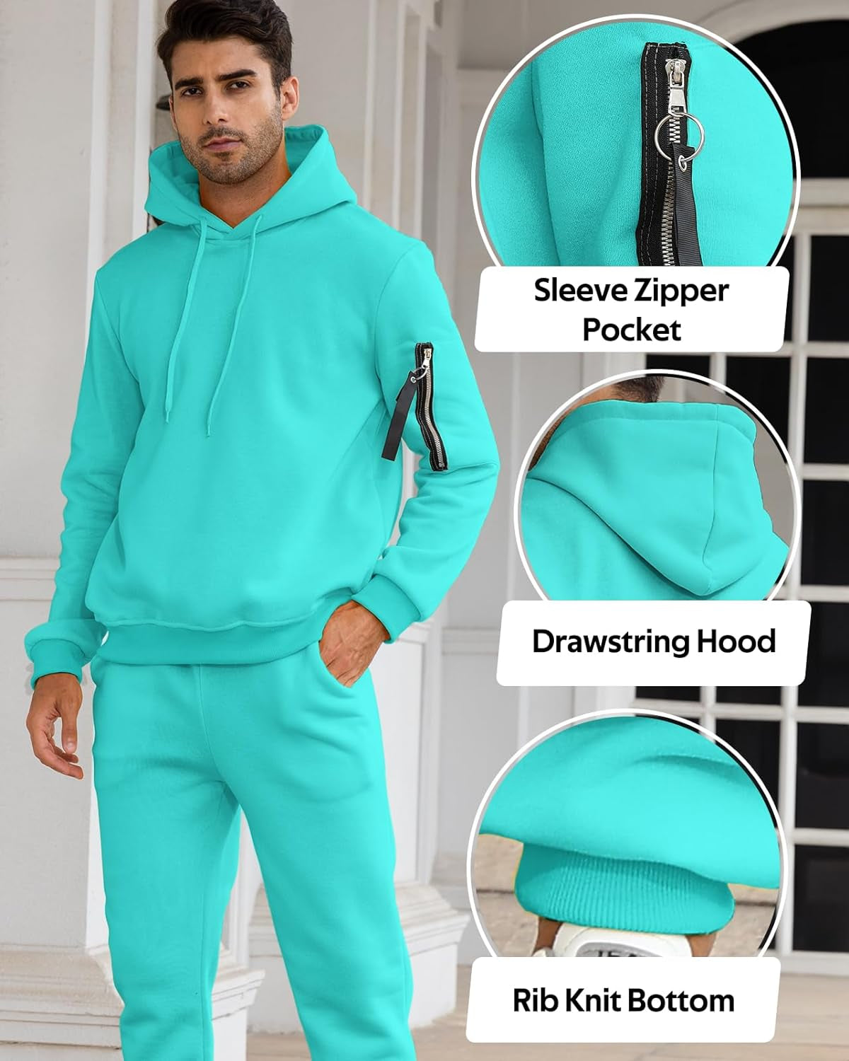 Mens Sweatsuits Sets, Track Suits Men Set, Jogging Suits with Zipper Pockets