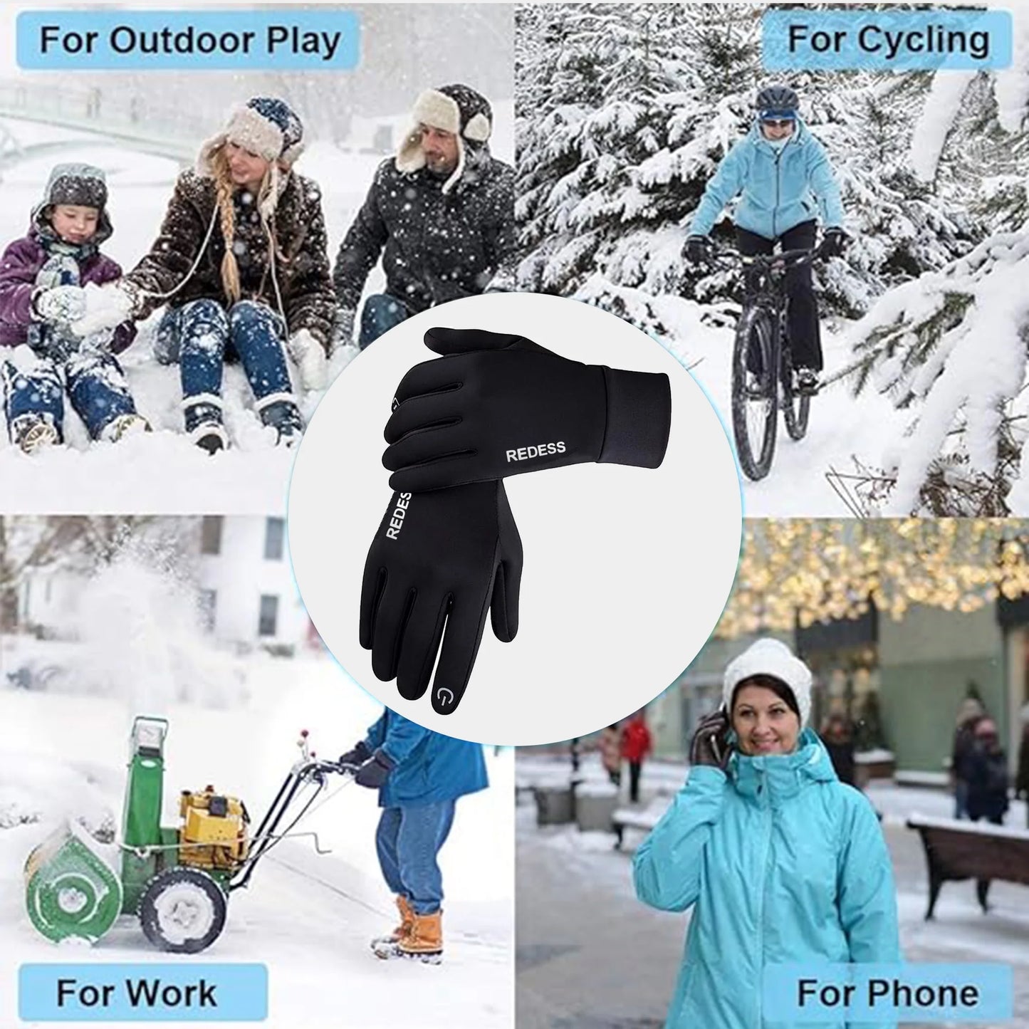Mens Womens Winter Gloves with Touchscreen,Black Gloves for Sports Running Skiing Driving Cycling
