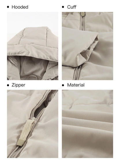 Puffer Jacket for Women Winter Warm Hooded Coat Full Zip up Cropped Jacket with Pockets Petite