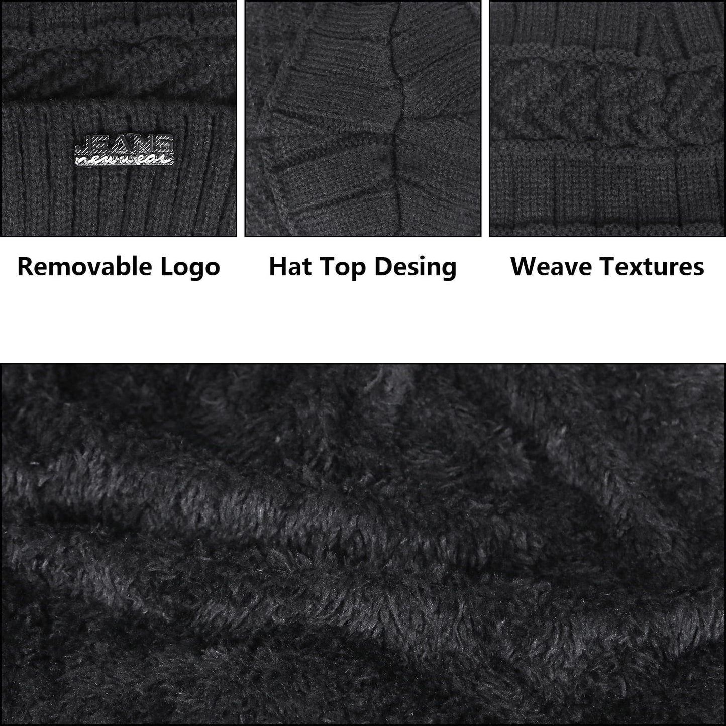 5 Pcs Winter Beanie Hat Scarf Touchscreen Gloves Set with Wool Socks for Men Women Black