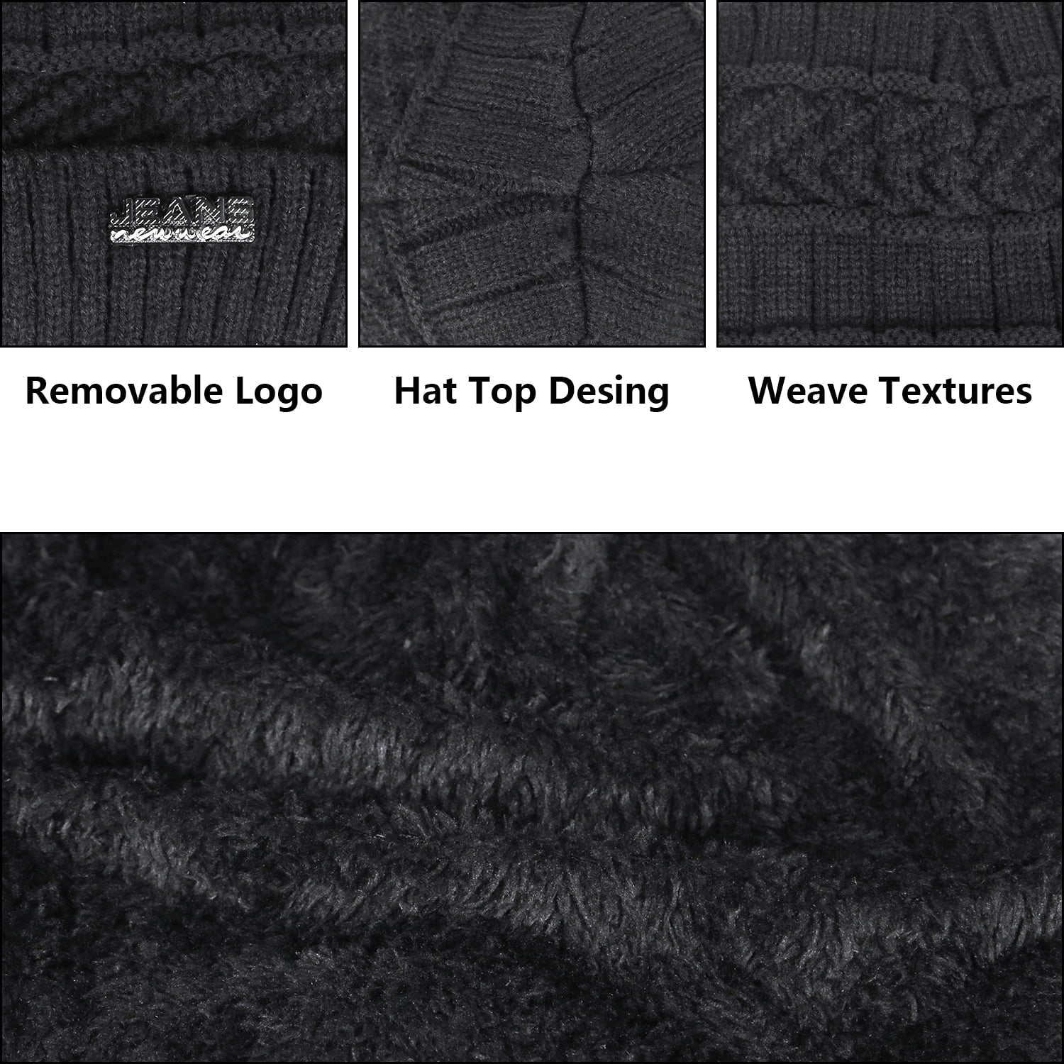 5 Pcs Winter Beanie Hat Scarf Touchscreen Gloves Set with Wool Socks for Men Women Black