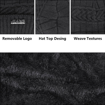 5 Pcs Winter Beanie Hat Scarf Touchscreen Gloves Set with Wool Socks for Men Women Black