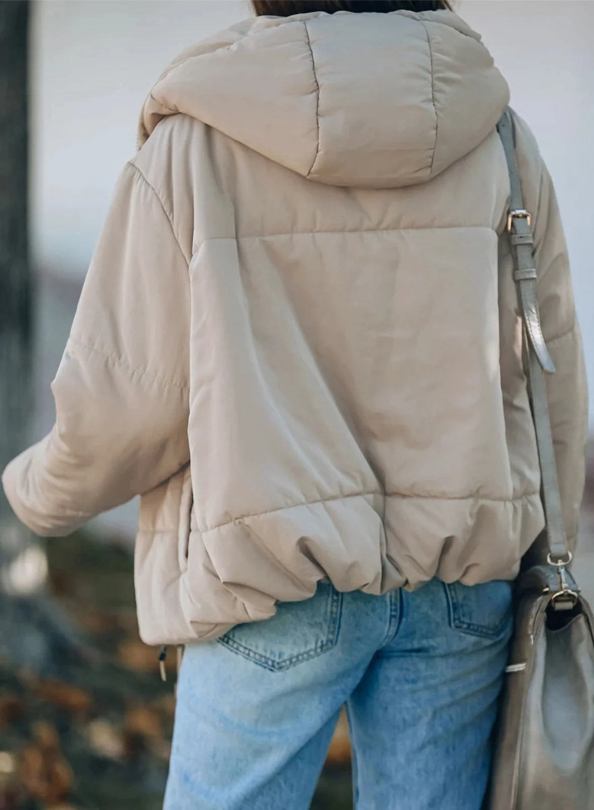 Puffer Jacket for Women Winter Warm Hooded Coat Full Zip up Cropped Jacket with Pockets Petite