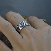 Silver lotus ring